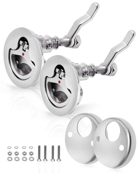 316 Stainless Steel Flush Boat Deck Hatch Latch For Marine Use Twist Design Non Locking Round D Handle Fits 2 Inch Cutouts