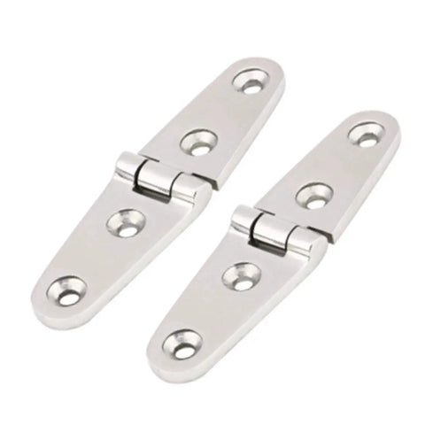Pair of marine hatch hinges, 316 stainless steel with mirror-polished finish and screw holes