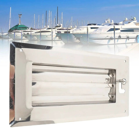 Jonlaki 316 stainless steel marine louvered vent with locking mechanism, front view