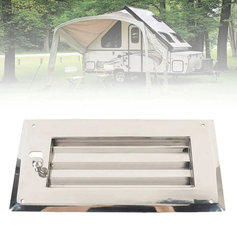 Jonlaki 316 stainless steel marine louvered vent grille with adjustable louvers and locking knob, front view