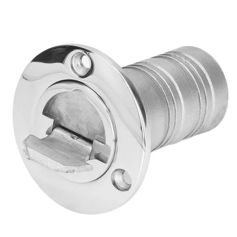 Front view of Cloimei 38mm stainless steel refueling port with chrome flange and keyless cap