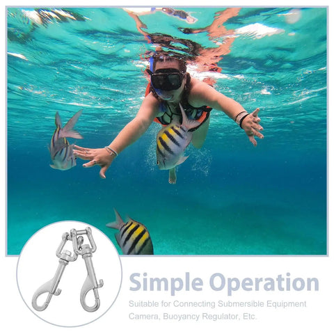 CALLARON 316 stainless steel scuba diving snap clips, single-ended trigger, locking carabiner, 2 pcs, 100mm