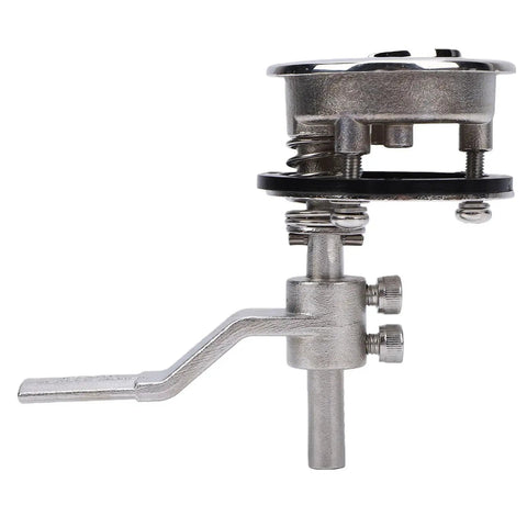Stainless steel flush floor lock, close-up view, lever, for marine hatch