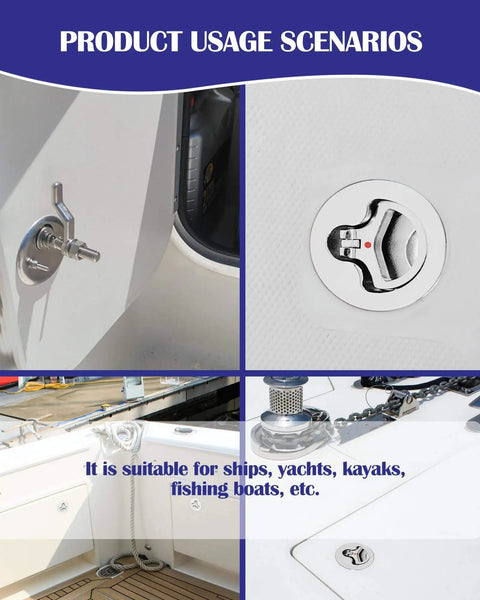316 Stainless Steel Flush Boat Deck Hatch Latch For Marine Use Twist Design Non Locking Round D Handle Fits 2 Inch Cutouts