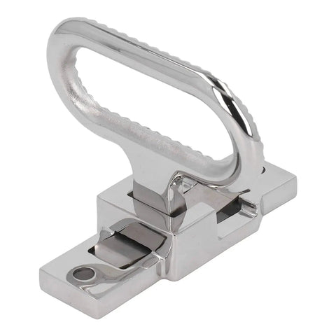 Stainless steel folding boat trailer foot pedal with base mount and serrated grip