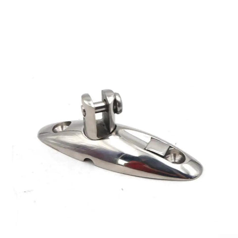 Front view of 316 stainless steel swivel deck side-mount quick-release hinge, mirror-polished marine hardware