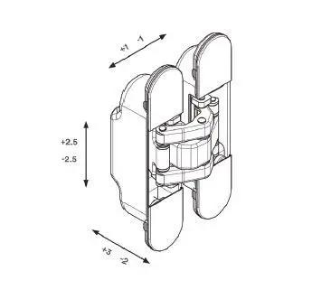 Diagram of Invisible Hinge For A Clean Seamless Look On Doors With Square Set Interiors In Satin Nickel RY60 RocYork
