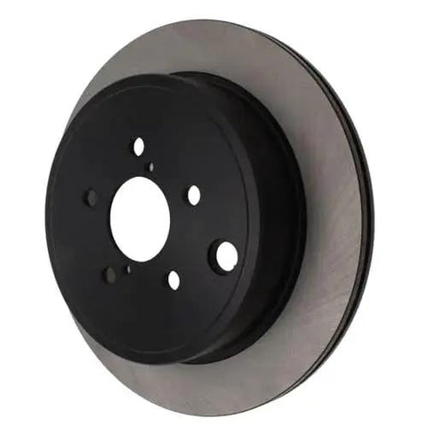 Front view of Centric Premium rear brake rotor with black hub and five-lug mounting holes