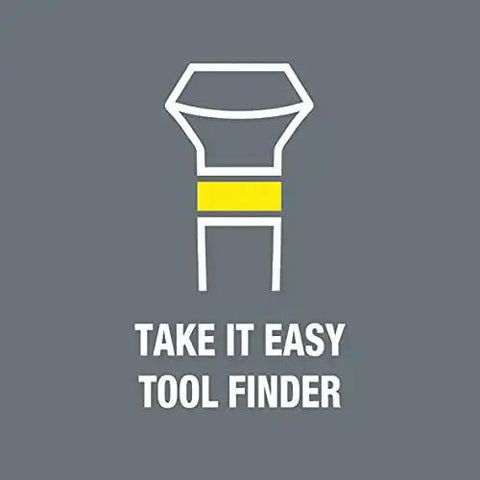 Diagram illustrating tool shape with 'Take It Easy Tool Finder' text on gray background