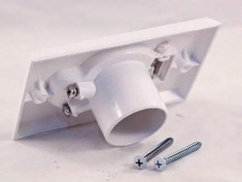 Central vacuum inlet valve on white wall plate with round door; two screws included