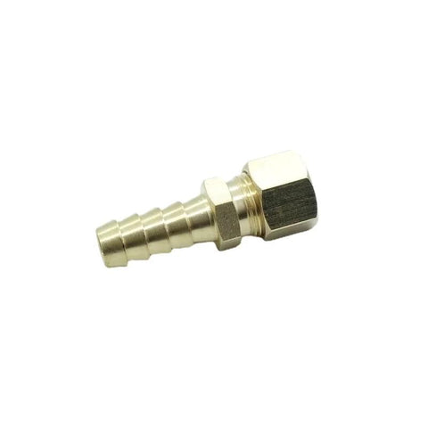 Brass compression fitting for 3/8 in tube OD to 3/8 in hose barb, automotive transmission cooler line, 2 pcs