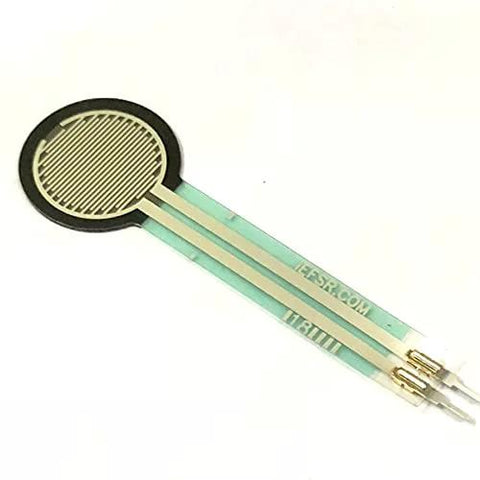 FSR402 force sensing resistor with circular sensing pad and green flex leads for Arduino projects