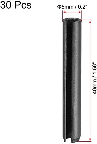 Five Millimeter By Forty Millimeter Slotted Spring Pins Set In Plain Finish 65Mn Metal 30 Piece DIYers Assortment