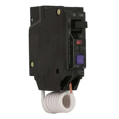 Single 15A 1-Pole Q-Line Plug-In Circuit Breaker 120/240V, Thermal-Magnetic Overload & Short-Circuit Protection, side view