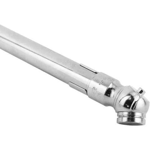Pencil tire pressure gauge, Milton S-921, built-in deflator, plated brass, measures PSI and kPa.