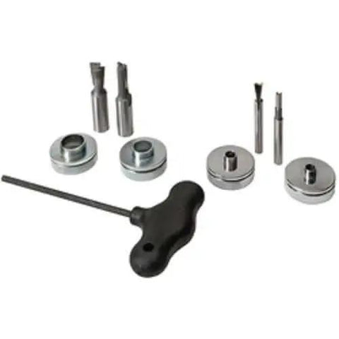 Dovetail Jig Kit For Woodworking With Mini Templates 4211 4213 And 4215, showing router bits, depth gauges, and alignment tools