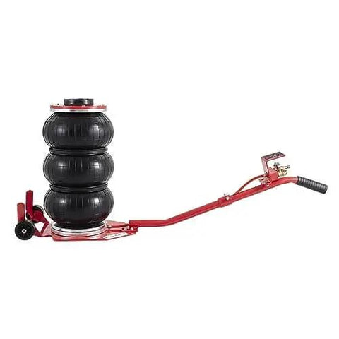 Three Ton Triple Bag Air Jack With Six Steel Tubes Lifts Up To 17.7 Inches In 3 To 5 Seconds, red with long handles