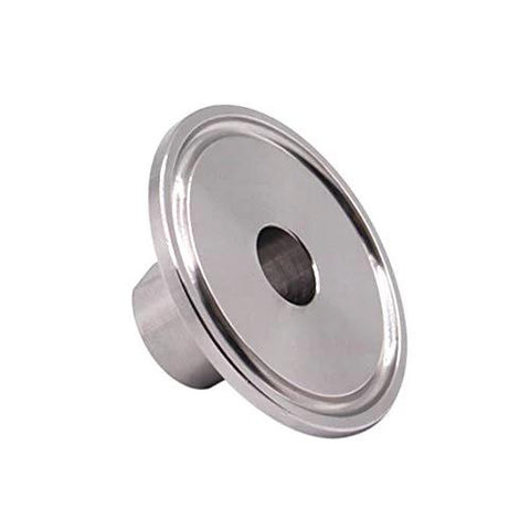 Stainless steel DERNORD 1.5 in sanitary tri-clamp to 1/4 in NPT female adapter, disk-style fitting
