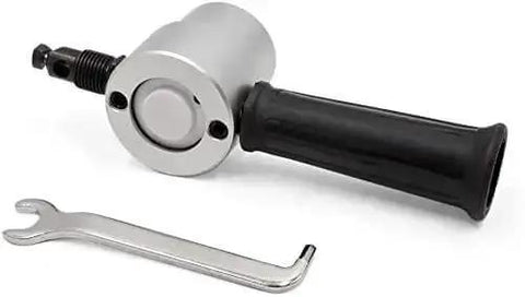 Beefy Double Head Sheet Metal Nibbler Cutter For Drills, silver tone black aluminum alloy tool and spanner, side view