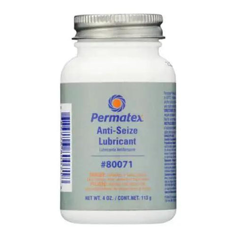 Permatex 80071 Anti Seize Lubricant with Brush Top Applicator 4 oz bottle for automotive and industrial fasteners.