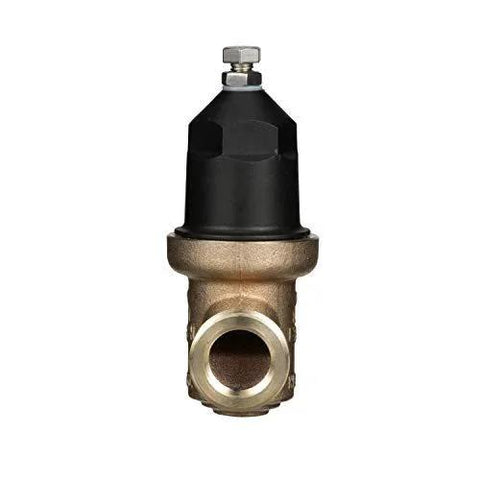 Front view of One And A Quarter Inch NR3XL Pressure Reducing Valve With Double Union FNPT Connection For Potable Water Cartridge Loaded Design Built To Last Tailpiece Options Include Threaded PEX Copper Sweat CPVC Stainless Steel Strainer By Zurn Wilkins.