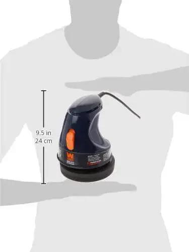 Front view of 6 Inch Waxer Polisher With 3500 RPM 120V Motor, ergonomic palm grip, orange lockable on off switch, shown with dimensions.