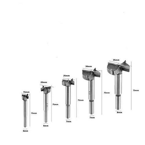 5 Piece Forstner Drill Bit Set 15-35mm High Strength Steel Woodworking Bits For Precise Flat Bottom Holes With Clean Edges