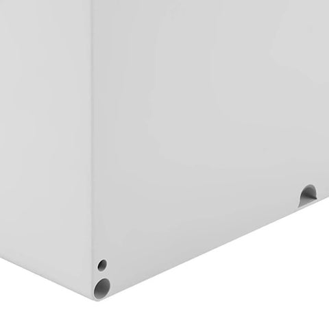 Close-up corner view of Electrical Junction Box Enclosure Made From Premium ABS Plastic For Indoor And Outdoor Control Panels, white