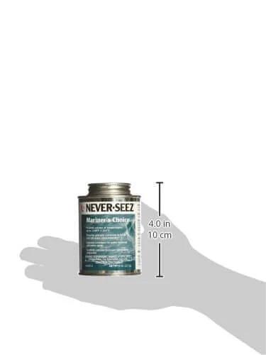 Marine Anti Seize Heavy Duty Lubricant For Boats And Fasteners Black And Gray 8 Oz Brush Top Can displayed in hand