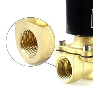 Close-up of NPT thread on 3/8 Inch Brass Electric Solenoid Valve, 12V DC Normally Closed, durable brass body, for water or air lines