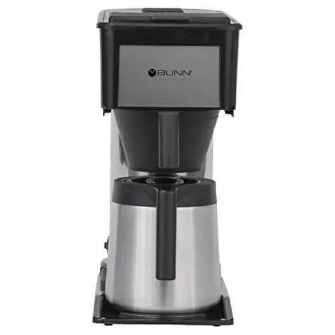 Front view of Speed Brew 10-Cup Home Coffee Brewer With Stainless Steel Hot Water Tank Keeps Water Hot For Quick Brews 70 Oz Capacity Thermal Carafe Black Finish Easy-Access Lid