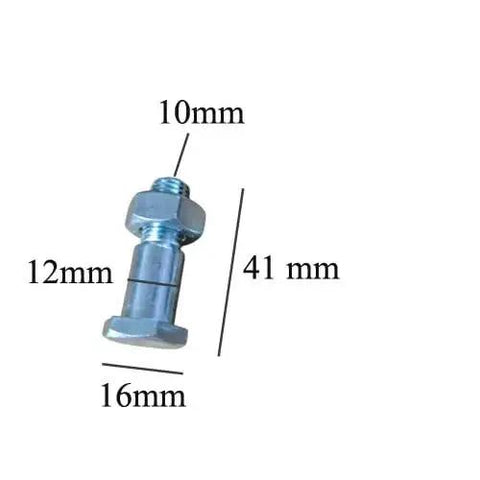 Single bolt from 4 Piece Motorcycle Kickstand Bolt and Nut Set M8 and M10 Hex Head Screws With Nuts, labeled dimensions.