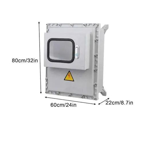 Front view of Tough As Nails Waterproof Outdoor Junction Box with Industrial Cast Aluminum Housing, Explosion Proof, IP66, with Viewing Window.