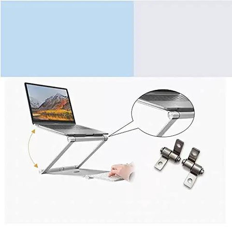 Friction Hinge With Torque Type Action For Left Mount Cabinets And Panels 48.8 Mm Iron Nickel Plated 8 Hole Mount 3.3 Mm Hole Size 1.92 Inch By 1.22 Inch Silver Tone Heavy Duty Positioning Hinge For Doors 1Pc MroMax in use on laptop stand