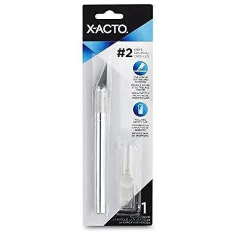 All Purpose Precision Knife With Size 2 Fine Point Blade For Clean Cuts On Medium To Heavy Materials, Durable Aluminum Handle, Easy Change Blade System, And Safety Cap For Safe Storage On The Go in packaging.
