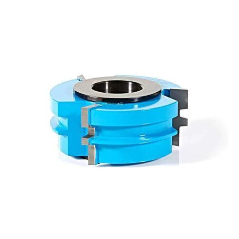 Carbide Tipped 3 Wing Glue Joint Router Bit For Cabinetry And Joinery, SC617, front view, blue with metal tips.