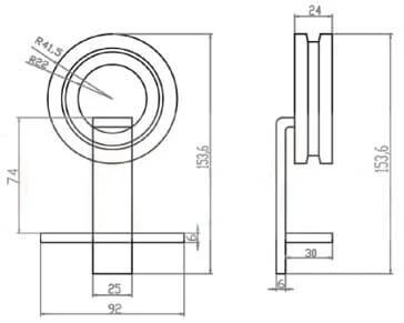 Technical drawing of Bearing Roller Top Mount Barn Door Hardware Kit In Stainless Steel 78 Inch Track System for Super Smooth Sliding Doors