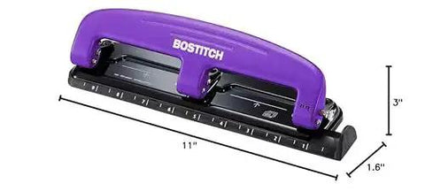 EZ Squeeze Reduced Effort 3 Hole Punch For Busy Office, purple finish, durable metal, no jam technology, handles up to 12 sheets