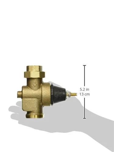 Watts LFN45B lead-free brass water pressure reducing valve, side view, NPT inlet x NPT outlet, 25–75 psi, 400 psi max