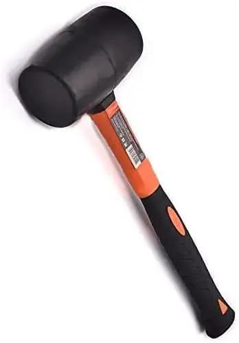 16 Oz Rubber Mallet Hammer With Fiberglass Handle And Shock Absorption Soft Blow Hammer For Flooring Tent Stakes Woodworking