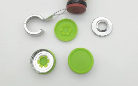 GISUREM 10ml transparent borosilicate glass vial components with green caps and aluminum flip-off caps