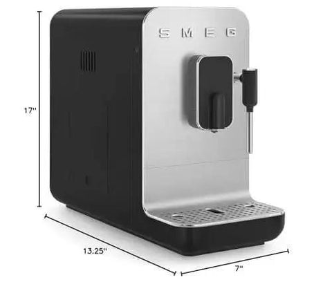Fully Automatic Coffee Maker With Steam In Black Brings Home Barista Vibe With Six Drink Options From Ristretto To Large Coffee Plus Extra Strong Brews And Hot Water With A Stainless Steel Burr Grinder For Fresh Flavor, side view