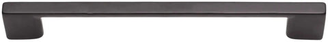 Front view of Sutton Satin Bronze Cabinet Pull 160 Millimeter Center To Center Soft Contoured Square Bar Handle