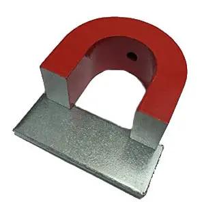 Beefy Red Alnico Horseshoe Magnet Workhorse With 40 Lb Pull Capacity And 12 Oz Tool Magnet, front view with red finish.