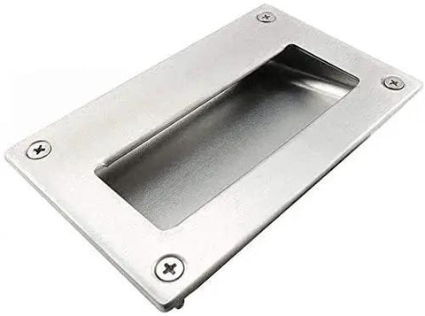 Concealed Recessed Flush Pull Handle 2-Pack Stainless Steel Hidden Flat Sliding Door Pull for Cabinets, front view