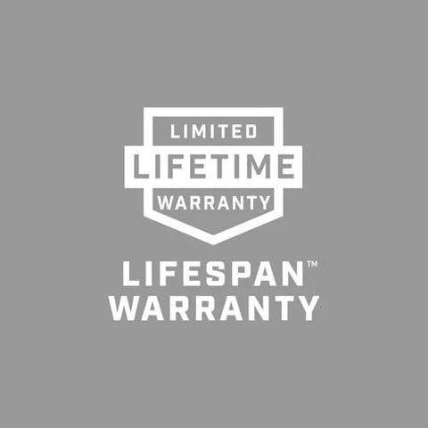 Home improvement warranty badge: Limited Lifetime Warranty on gray background