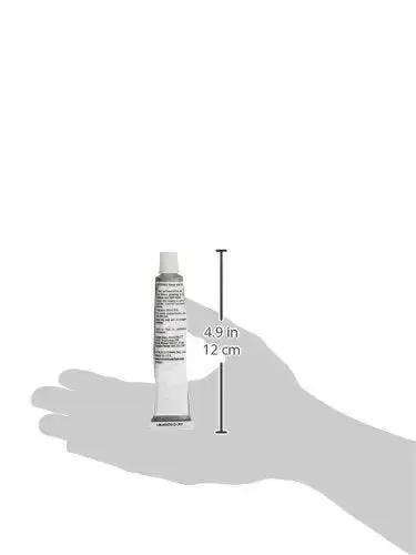 Go-To High Purity N-5000 Anti-Seize Lubricant In Silver, 1 oz tube with dimensions shown on a hand illustration