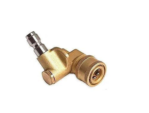 Pivoting Quick Connect Coupler For Pressure Washers With 120 Degree Swivel And Quarter Inch Plug For Up To Four Thousand PSI Stainless Steel Brass
