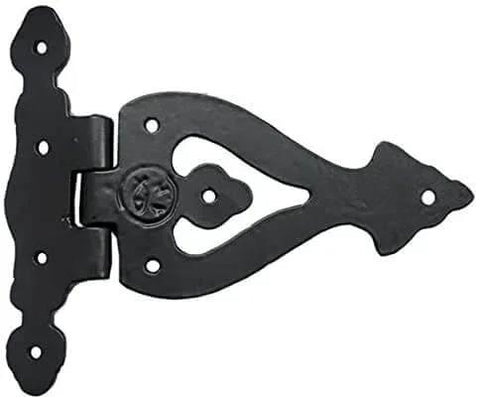 Alleluia Antique Cast Iron T Hinges Heavy Duty 5.3 Inch 2 Pack Matte Black Finish for Barn Doors Gates Cabinets Wardrobes