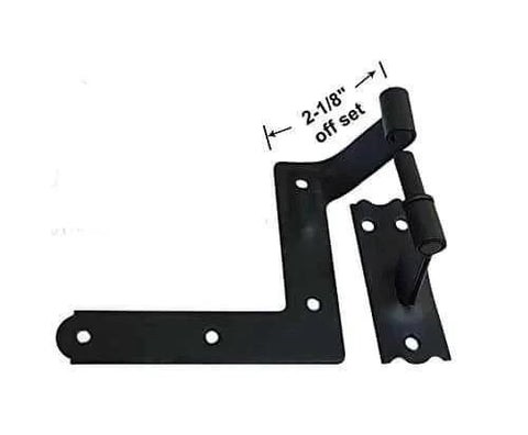 Blind Shutter Hinge For Wood Frame And Brick, Steel Construction With 2-1/8 Inch Offset, Powder Coated Matte Black Finish